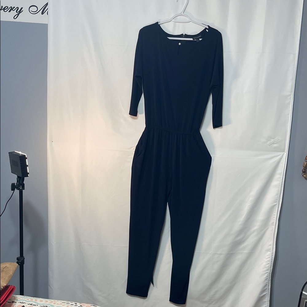 Nina Leonard Elegant Navy Jumpsuit